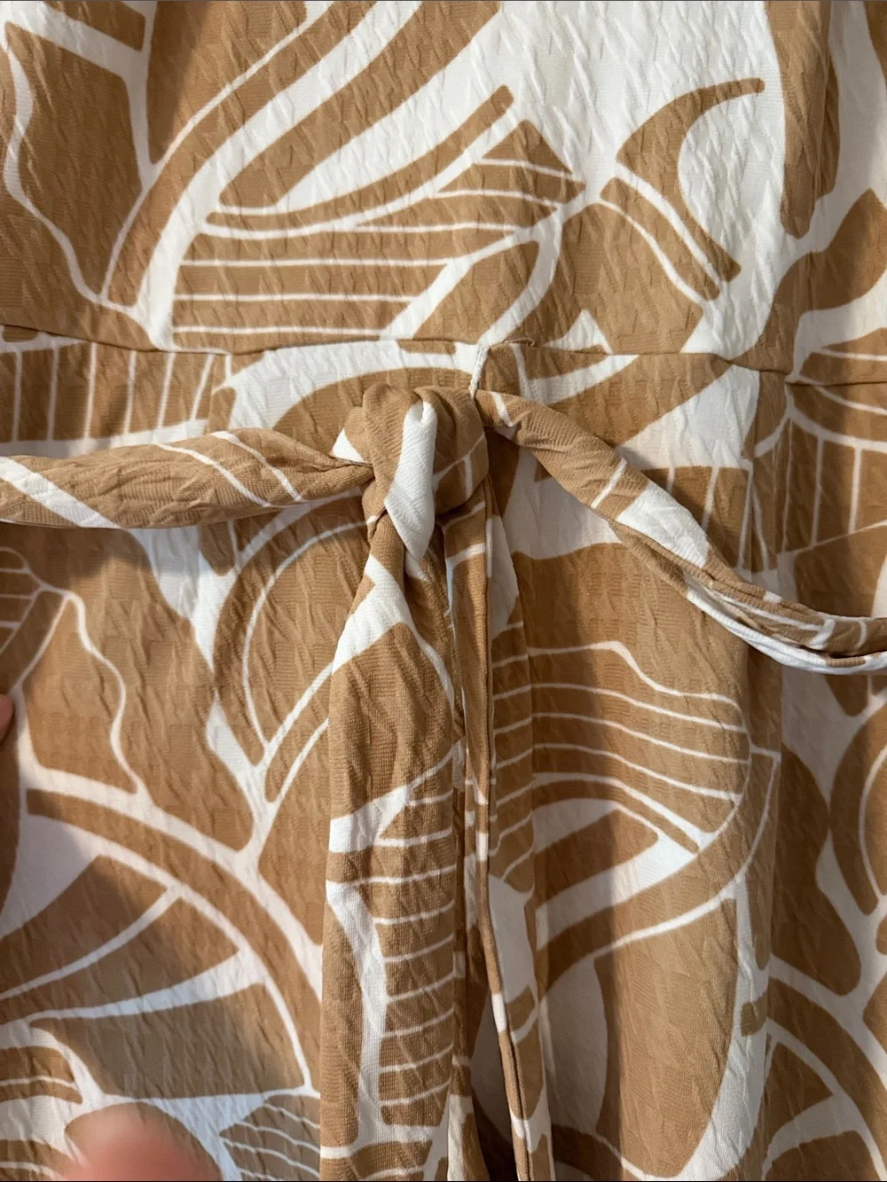 Cato Tan and White Abstract Print Jumpsuit
